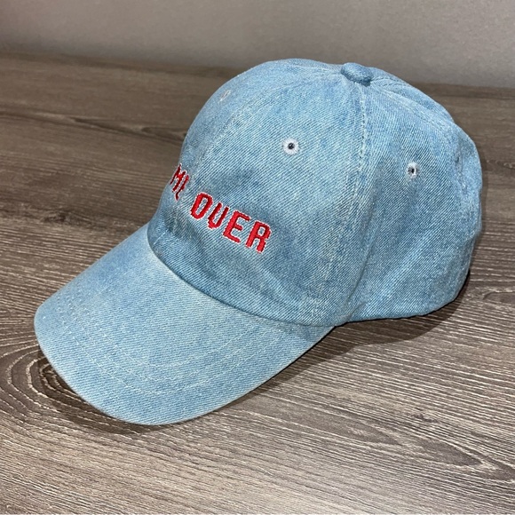 RETRO GAME OVER Video Game Style Doses Blue Denim Look Adjustable Hat - Picture 3 of 5